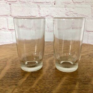 Vintage Clear Glass Ribbed Juice Glasses - Set of 2